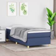 vidaXL Boxspring-sängram blå 90x190 cm tyg
