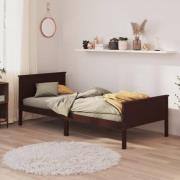 vidaXL Sängram mörkbrun massiv furu 90x200 cm