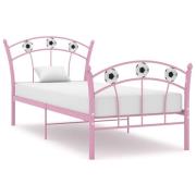 vidaXL Sängram med fotbollsdesign rosa metall 90x200 cm