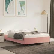 vidaXL Sängram rosa 140x190 cm sammet