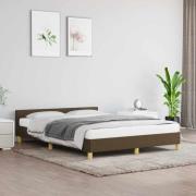 vidaXL Sängram utan madrass mörkbrun 140x190 cm tyg