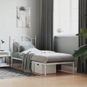 vidaXL Sängram med huvudgavel metall vit 80x200 cm