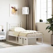 vidaXL Sängram utan madrass med huvudgavel metall vit 75x190 cm