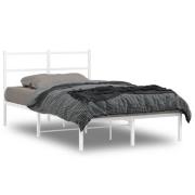 vidaXL Sängram med huvudgavel metall vit 120x190 cm