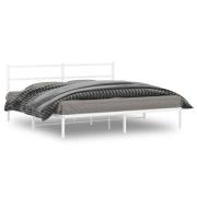 vidaXL Sängram med huvudgavel metall vit 180x200 cm