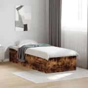 vidaXL Sängram utan madrass rökfärgad ek 75x190 cm konstruerad trä