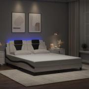 vidaXL Bed Frame "Viana" with LED without Mattress White and Black 160...