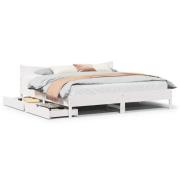 vidaXL Sängram med lådor vit 180x200 cm massiv furu