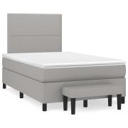 vidaXL Ramsäng med madrass ljusgrå 120x190 cm tyg