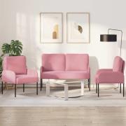 vidaXL Soffgrupper med kudde 3 pcs Rosa 115 x 56 x 80 cm Plywood