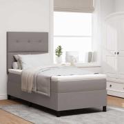 vidaXL Bäddfjäder med madrass med huvudgavel Taupe 90 x 190 cm tyg