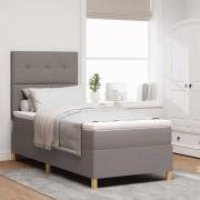 vidaXL LED Box Säng med madrass med huvudgavel Taupe 90 x 190 cm tyg