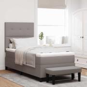 vidaXL Bäddfjäder med huvudgavel Taupe 90 x 190 cm tyg