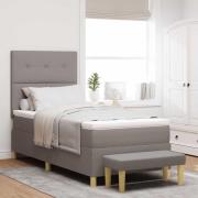 vidaXL Bäddfjäder med huvudgavel Taupe 190 x 90 cm tyg