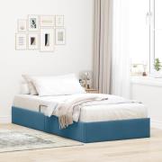 vidaXL Ottoman Sängram med lagring Mörkblå 100 x 200 cm Sammet