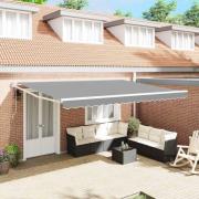vidaXL Utdragbar markisram Vit 450 × 300 cm Aluminium
