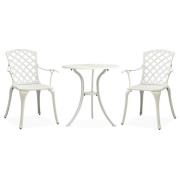 vidaXL Caféset 3 delar gjuten aluminium vit