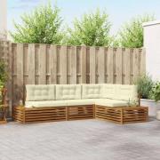 vidaXL Utomhussoffset med kudde 4 Stycke Naturlig och Grädde