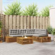 vidaXL Utomhussoffset med kudde 5 Stycke Naturlig och Ljus Grå