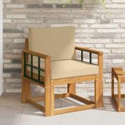 vidaXL Utomhussoffset Massivt akaciaträ och polyester Naturfärg