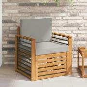 vidaXL Utomhussoffa Massivt akaciaträ och polyester Naturlig