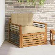 vidaXL Utomhussoffa Massivt akaciaträ och polyester Naturlig och Beige