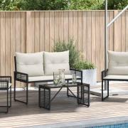 vidaXL Utomhusbord Svart 80 x 40 x 40 cm PE Rattan och Glas