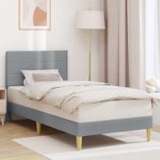 vidaXL Sängram med huvudgavel Ljusgrå 100 x 200 cm Tyg