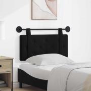 vidaXL Hängande Huvudgavel Väggmonterad Svart 90 x 55 x 5 cm Sammet