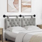 vidaXL Hängande Huvudgavel Väggmonterad Ljusgrå 150 x 55 x 7 cm Sammet