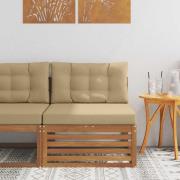 vidaXL Utomhus Mellansoffa Massivt Akaciaträ Naturfärg