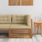 vidaXL Utomhus Hörnsoffa Massivt Akaciaträ Naturfärg