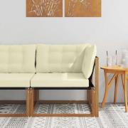 vidaXL Utehörnsoffa Massivt Akaciaträ och Textilene Naturfärg