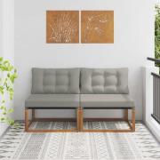 vidaXL 2 Stycke Utomhus Mellansoffa Massivt Akaciaträ och Textilene