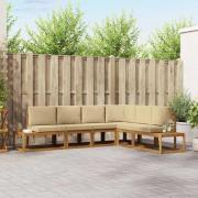 vidaXL Utomhussoffset med kudde 6 Stycke Naturlig och Beige