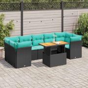 vidaXL Loungegrupp med dynor 8 delar svart konstrotting
