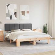 vidaXL Sängram med Klädd Huvudgavel Mörkgrå 180 x 200 cm Massiv furu