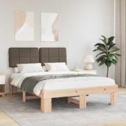 vidaXL Sängram med Klädd Huvudgavel Taupe 150 x 200 cm Massiv furu