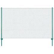 vidaXL Stängsel med stolpar stål 25x2 m grön