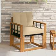 vidaXL Utomhussoffa Massivt Akaciaträ och Textilene Naturfärg