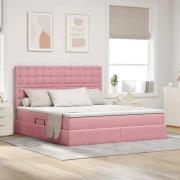 vidaXL Förvaringssäng med madrass med madrass Rosa 160 x 200 cm Sammet