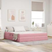 vidaXL Förvaringssäng med madrass med madrass Rosa 160 x 200 cm Sammet