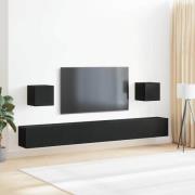 vidaXL TV-bänkset 7 pcs Svart Ek 100 x 30 x 30 cm Konstruerat trä