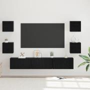 vidaXL TV-bänkset Väggmonterad 7 pcs Svart Ek Konstruerat trä