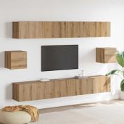 vidaXL TV-bänkset Väggmonterad 6 pcs Artisan Ek Konstruerat trä