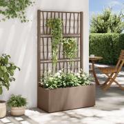 vidaXL Trädgårdsplanterare med trellis Brun 80 x 36 x 140 cm PP