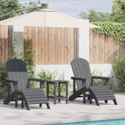 vidaXL Trädgård Stol 2 pcs Ljusgrå 83 x 74 x 92 cm polyeten