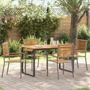 vidaXL Trädgårdsmöbelset 5 pcs Grå Massivt Akaciaträ