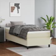 vidaXL Ramsäng med madrass gräddvit 90x190cm konstläder