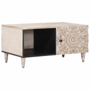vidaXL Kaffeebord Vit 80 x 50 x 40 cm Massivt mangoträ